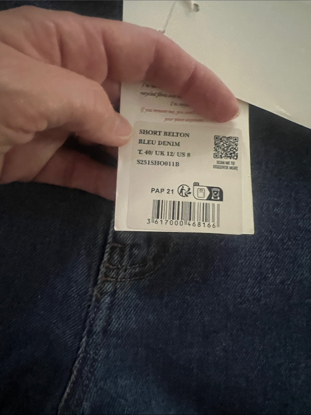 NWT Blue Denim Sezane Belton Shorts, Size 40 (US 8) - Picture 7 of 9